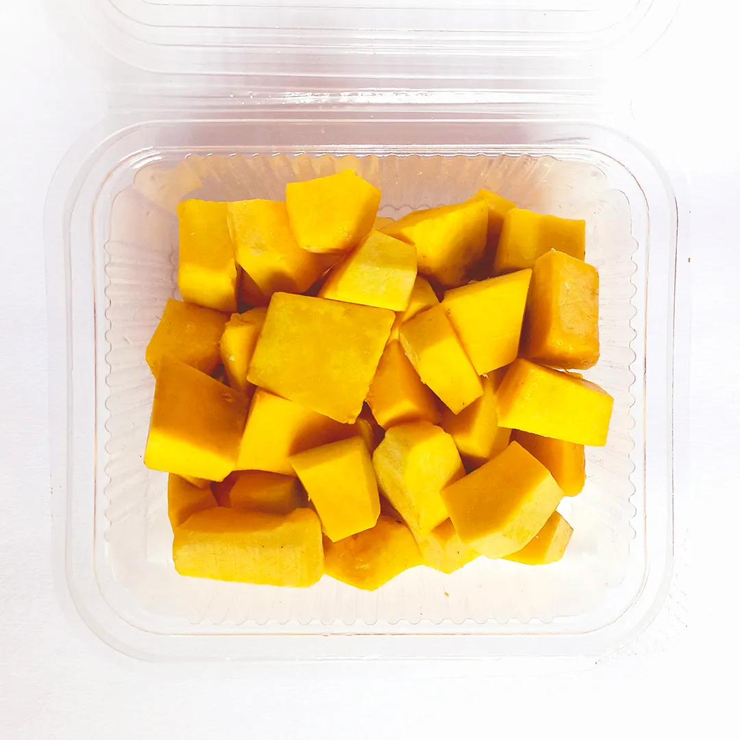 Our fresh cut fruits and vegetables selection includes diced pumpkin, perfect for soups, stews, and curries—conveniently prepped by Mommy's Fresh to save you time.
Freshly prepared, ready to cook diced pumpkins Free Home Delivery only in Momchops