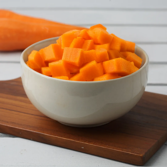 Fresh diced carrots by Mommy's Fresh - ready to cook