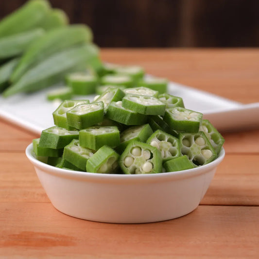 Freshly diced ladies finger (okra) pieces, perfect for cooking.