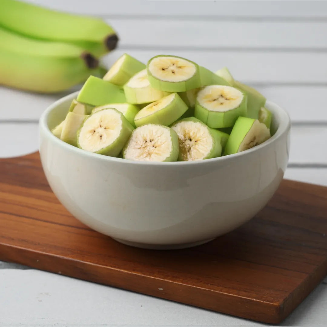 Fresh sliced raw banana by Mommy's Fresh - ready to cook